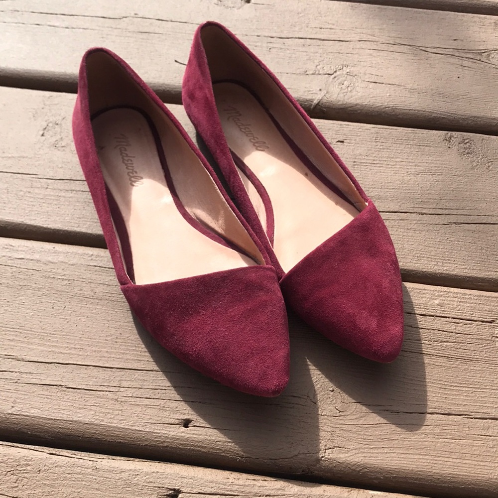 Maroon suede Madewell flats